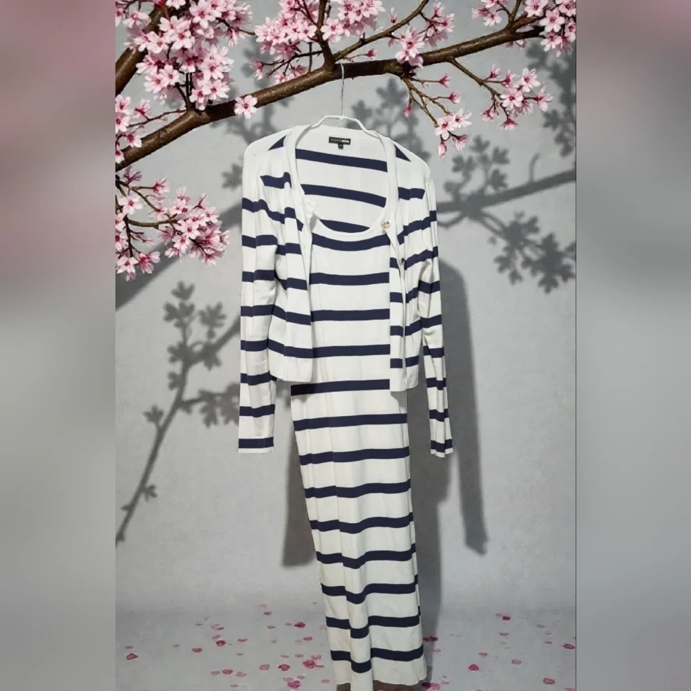 Fashion Nova Christiana Striped Sweater Midi Dress Set-Navy/combo Size 1X (NWOT)
